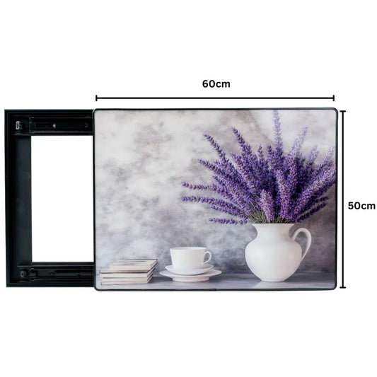 Capac tablou pentru contor electric, Naimeed D7304, mascare tablou electric, design modern si elegant, 50x60x2.8 cm, rama neagra