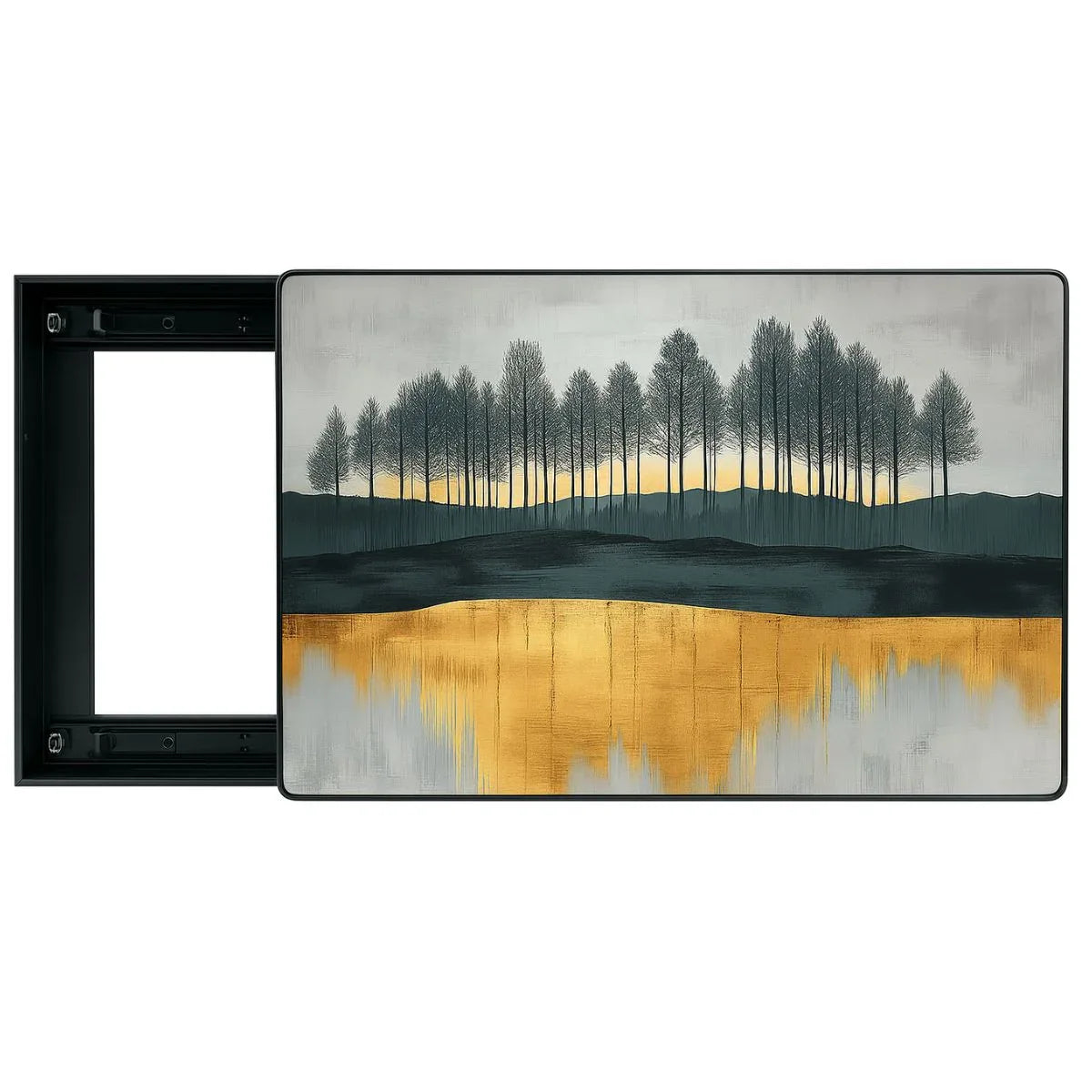 Capac tablou pentru contor electric, Naimeed D7306, mascare tablou electric, design modern si elegant, 50x60x2.8 cm, rama neagra