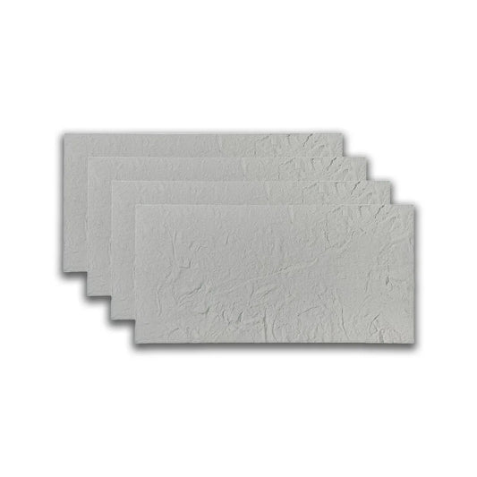 Set 4 panouri decorative din praf de piatra, Naimeed D7316, flexibile, ignifuge, strat protector ceramic, rezistente la razele UV, 120x60x0.2 cm, alb