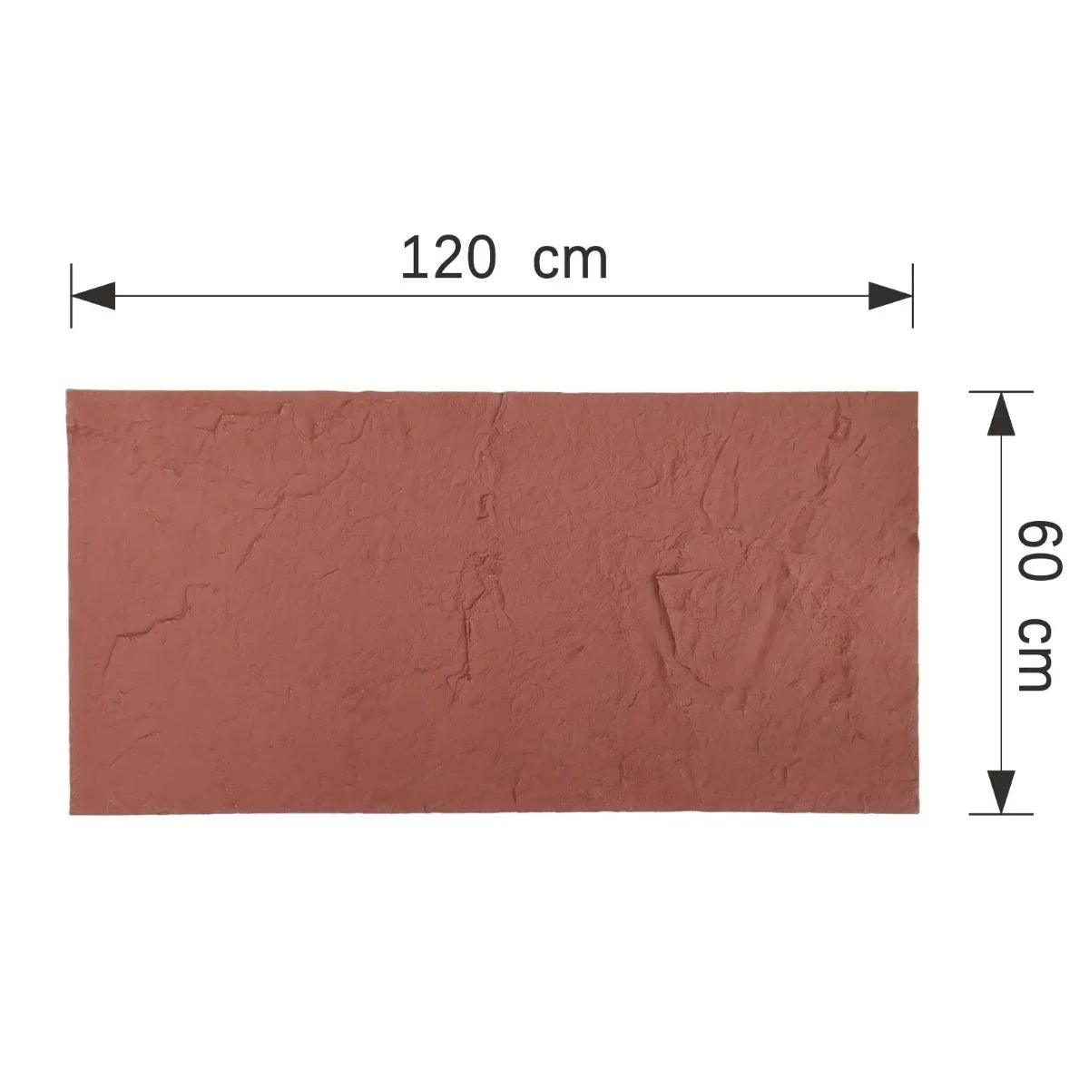 Set 10 panouri decorative din praf de piatra, Naimeed D7318, flexibile, ignifuge, strat protector ceramic, rezistente la razele UV, 120x60x0.2 cm, rosu caramiziu
