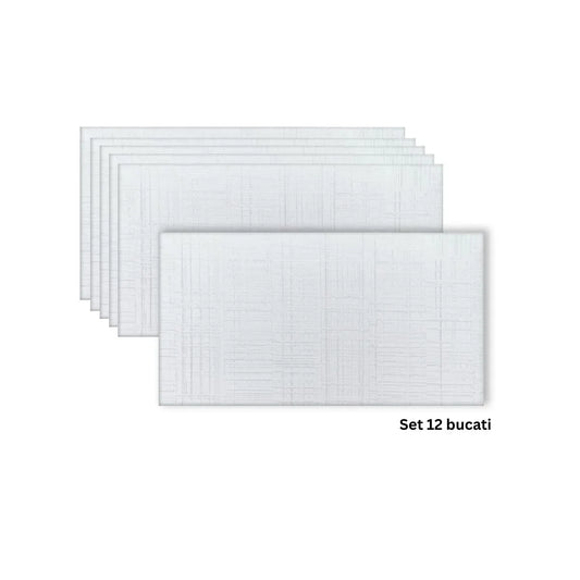 Set 12 panouri decorative din praf de piatra, Naimeed D7326, flexibile, ignifuge, strat protector ceramic, rezistente la razele UV, 120x60x0.2 cm, alb