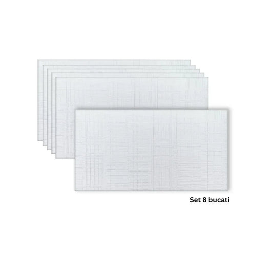 Set 8 panouri decorative din praf de piatra, Naimeed D7326, flexibile, ignifuge, strat protector ceramic, rezistente la razele UV, 120x60x0.2 cm, alb
