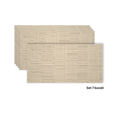 Set 7 panouri decorative din praf de piatra, Naimeed D7327, flexibile, ignifuge, strat protector ceramic, rezistente la razele UV, 120x60x0.2 cm, bej vanilie