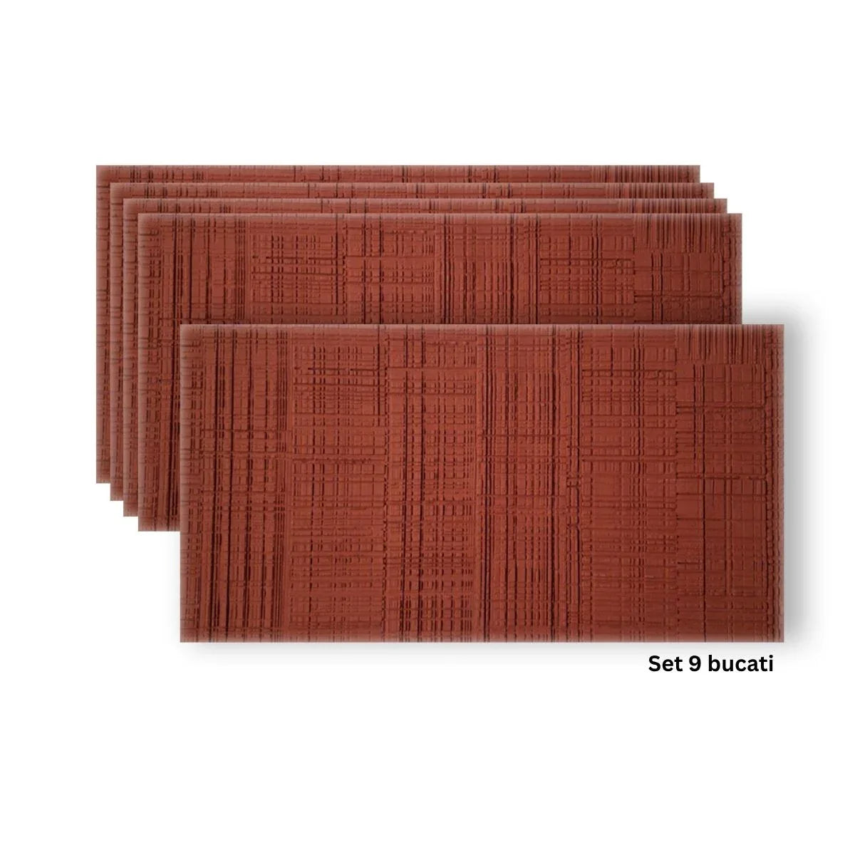 Set 9 panouri decorative din praf de piatra, Naimeed D7328, flexibile, ignifuge, rezistente la razele UV, 120x60x0.2 cm, rosu caramiziu