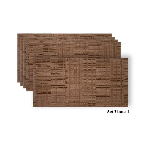 Set 7 panouri decorative din praf de piatra, Naimeed D7329, flexibile, ignifuge, strat protector ceramic, rezistente la razele UV, 120x60x0.2 cm, maro scortisoara