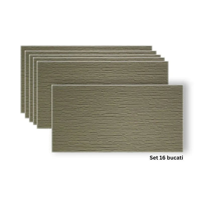 Set 16 panouri decorative din praf de piatra, Naimeed D7332, flexibile, ignifuge, strat protector ceramic, rezistente la razele UV, 120x60x0.2 cm, bej masliniu