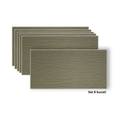 Set 8 panouri decorative din praf de piatra, Naimeed D7332, flexibile, ignifuge, strat protector ceramic, rezistente la razele UV, 120x60x0.2 cm, bej masliniu