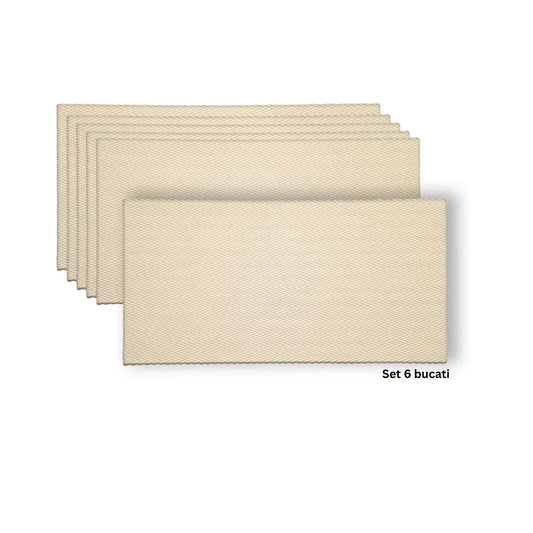Set 6 panouri decorative din praf de piatra, Naimeed D7334, flexibile, ignifuge, strat protector ceramic, rezistente la razele UV, 120x60x0.2 cm, bej-galbui