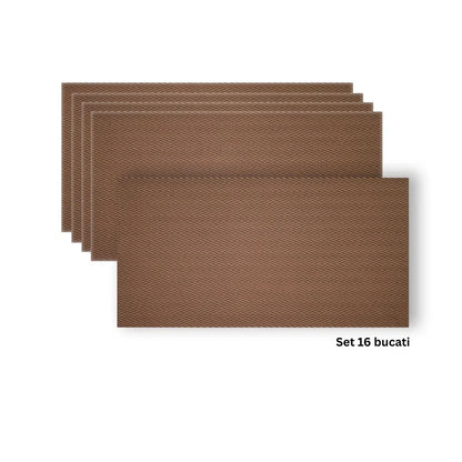 Set 16 panouri decorative din praf de piatra, Naimeed D7335, flexibile, ignifuge, strat protector ceramic, rezistente la razele UV, 120x60x0.2 cm, maro