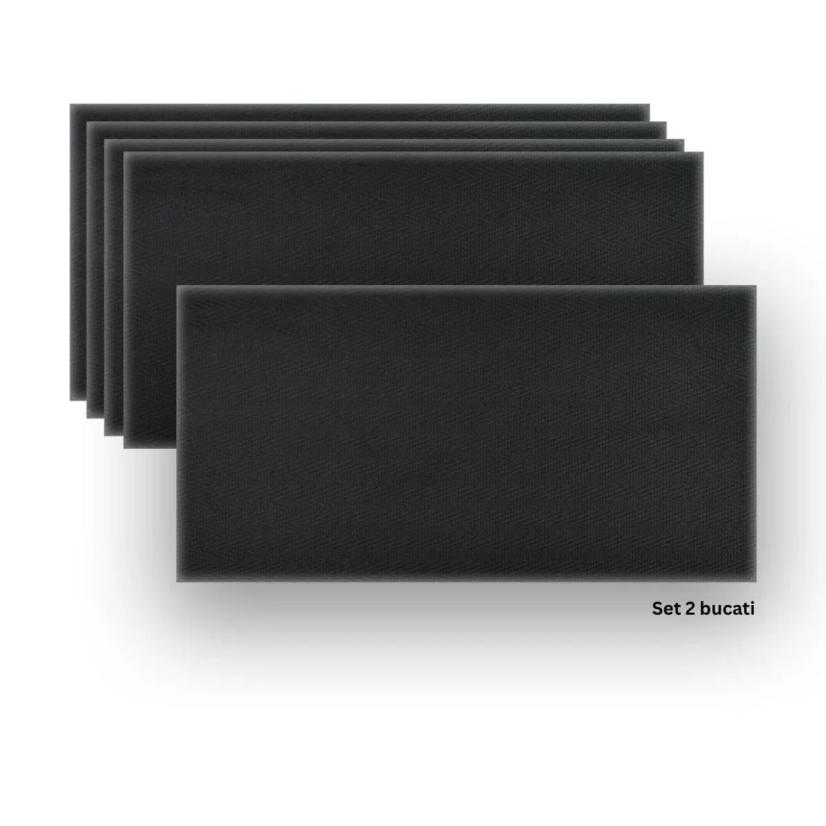Set 2 panouri decorative din praf de piatra, Naimeed D7338, flexibile, ignifuge, strat protector ceramic, rezistente la razele UV, 120x60x0.2 cm, negru