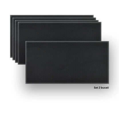 Set 2 panouri decorative din praf de piatra, Naimeed D7338, flexibile, ignifuge, strat protector ceramic, rezistente la razele UV, 120x60x0.2 cm, negru