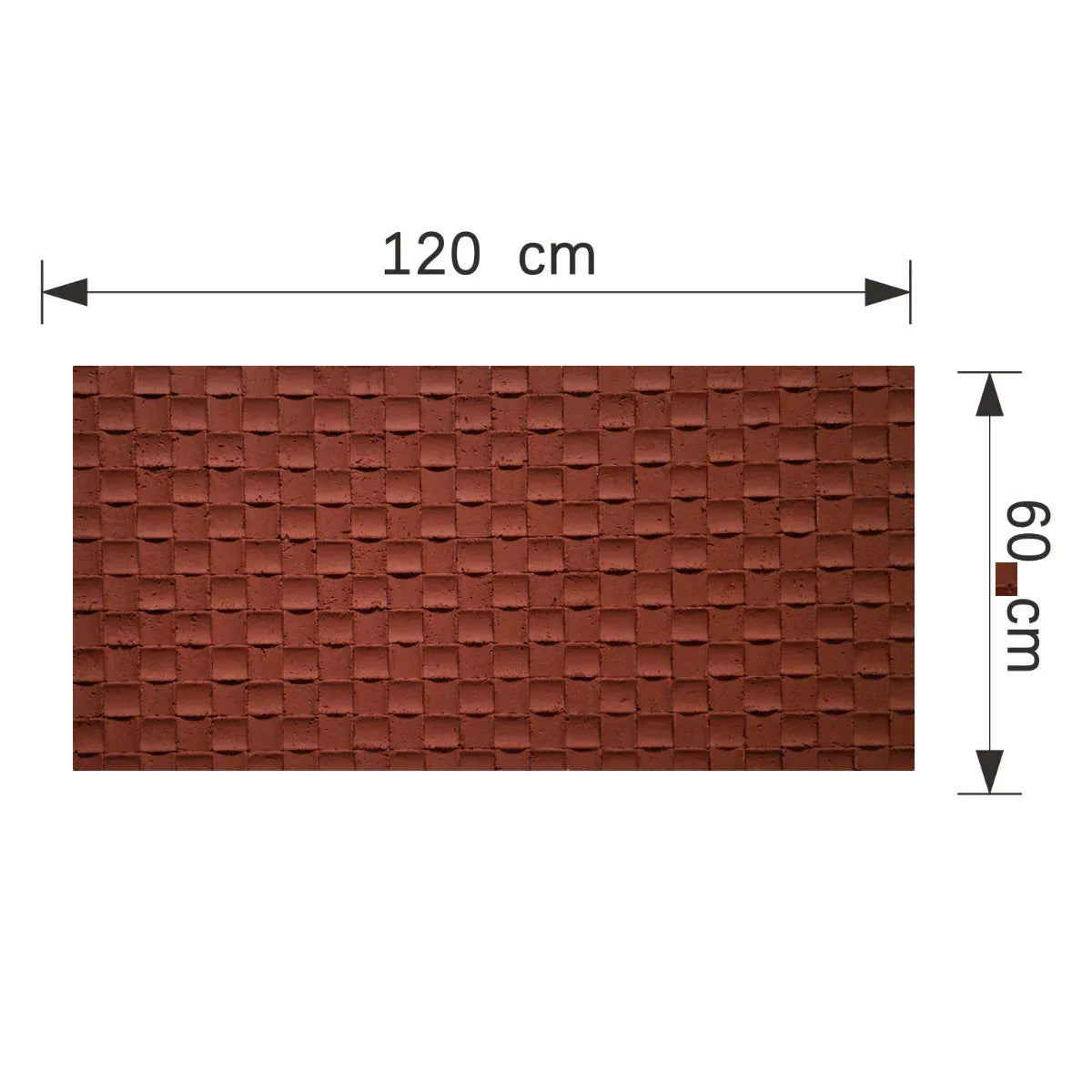 Set 9 panouri decorative din praf de piatra, Naimeed D7342, flexibile, ignifuge, strat protector ceramic, rezistente la razele UV, 120x60x0.2 cm, rosu caramiziu