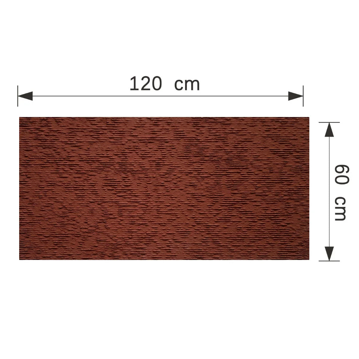Set 12 panouri decorative din praf de piatra, Naimeed D7358, flexibile, ignifuge, strat protector ceramic, rezistente la razele UV, 120x60x0.2 cm, rosu caramiziu