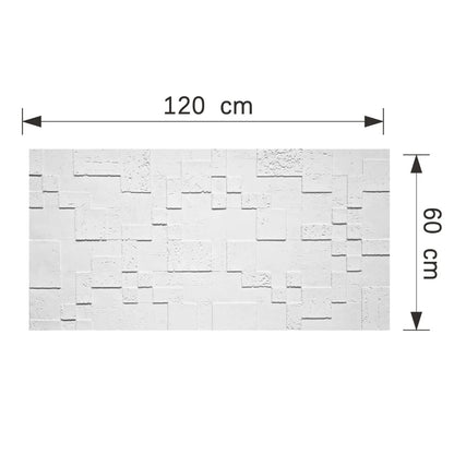 Set 12 panouri decorative din praf de piatra, Naimeed D7362, flexibile, ignifuge, strat protector ceramic, rezistente la razele UV, 120x60x0.2 cm, alb