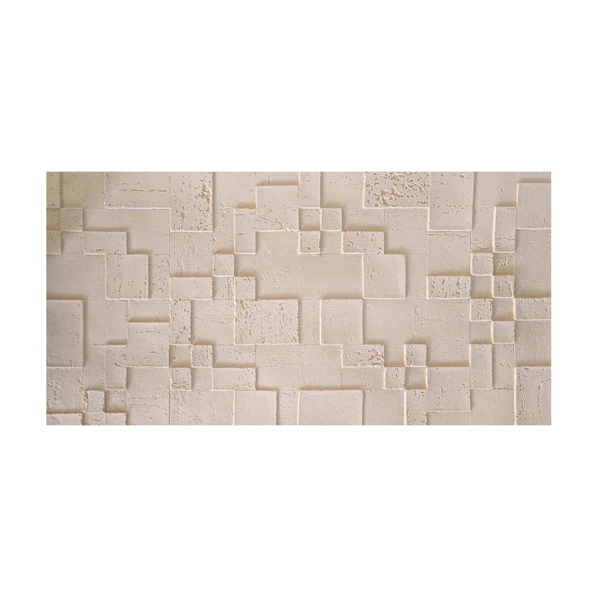 Panou decorativ din praf de piatra, Naimeed D7363, flexibil, ignifug, strat protector ceramic, rezistent la razele UV, 120x60x0.2 cm, crem deschis