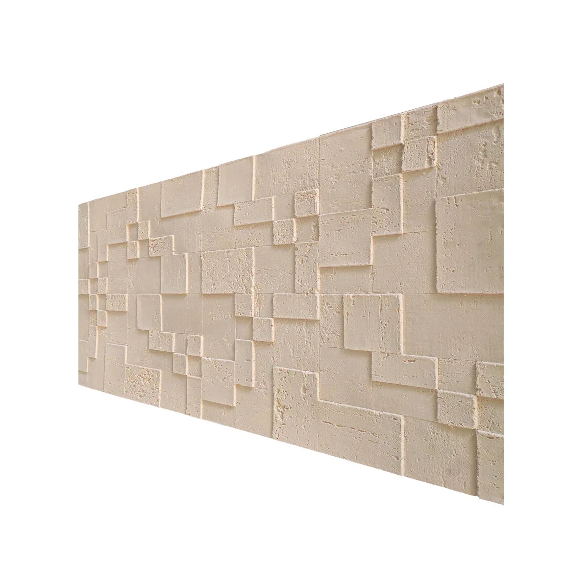 Panou decorativ din praf de piatra, Naimeed D7363, flexibil, ignifug, strat protector ceramic, rezistent la razele UV, 120x60x0.2 cm, crem deschis