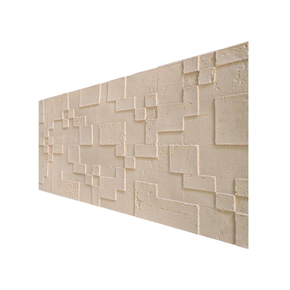 Panou decorativ din praf de piatra, Naimeed D7363, flexibil, ignifug, strat protector ceramic, rezistent la razele UV, 120x60x0.2 cm, crem deschis