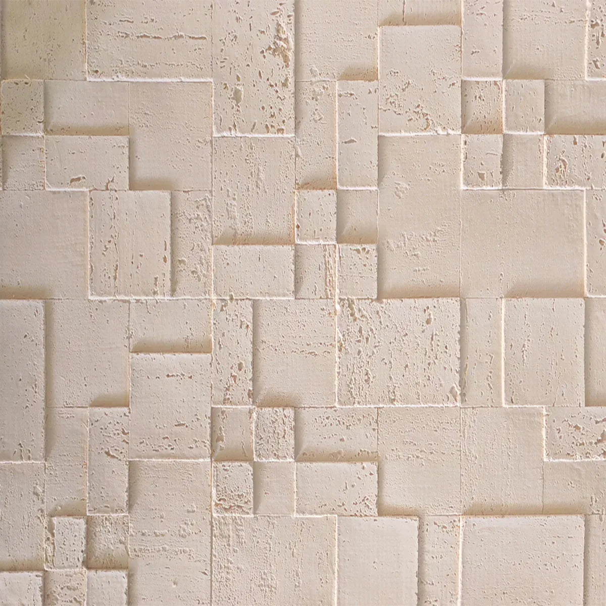 Panou decorativ din praf de piatra, Naimeed D7363, flexibil, ignifug, strat protector ceramic, rezistent la razele UV, 120x60x0.2 cm, crem deschis