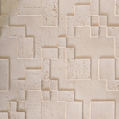 Panou decorativ din praf de piatra, Naimeed D7363, flexibil, ignifug, strat protector ceramic, rezistent la razele UV, 120x60x0.2 cm, crem deschis
