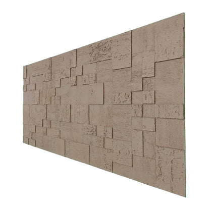 Set 10 panouri decorative din praf de piatra, Naimeed D7364, flexibile, ignifuge, strat protector ceramic, rezistente la razele UV, 120x60x0.2 cm, maro deschis
