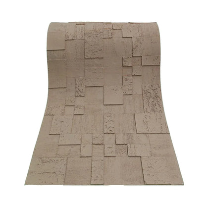 Set 10 panouri decorative din praf de piatra, Naimeed D7364, flexibile, ignifuge, strat protector ceramic, rezistente la razele UV, 120x60x0.2 cm, maro deschis