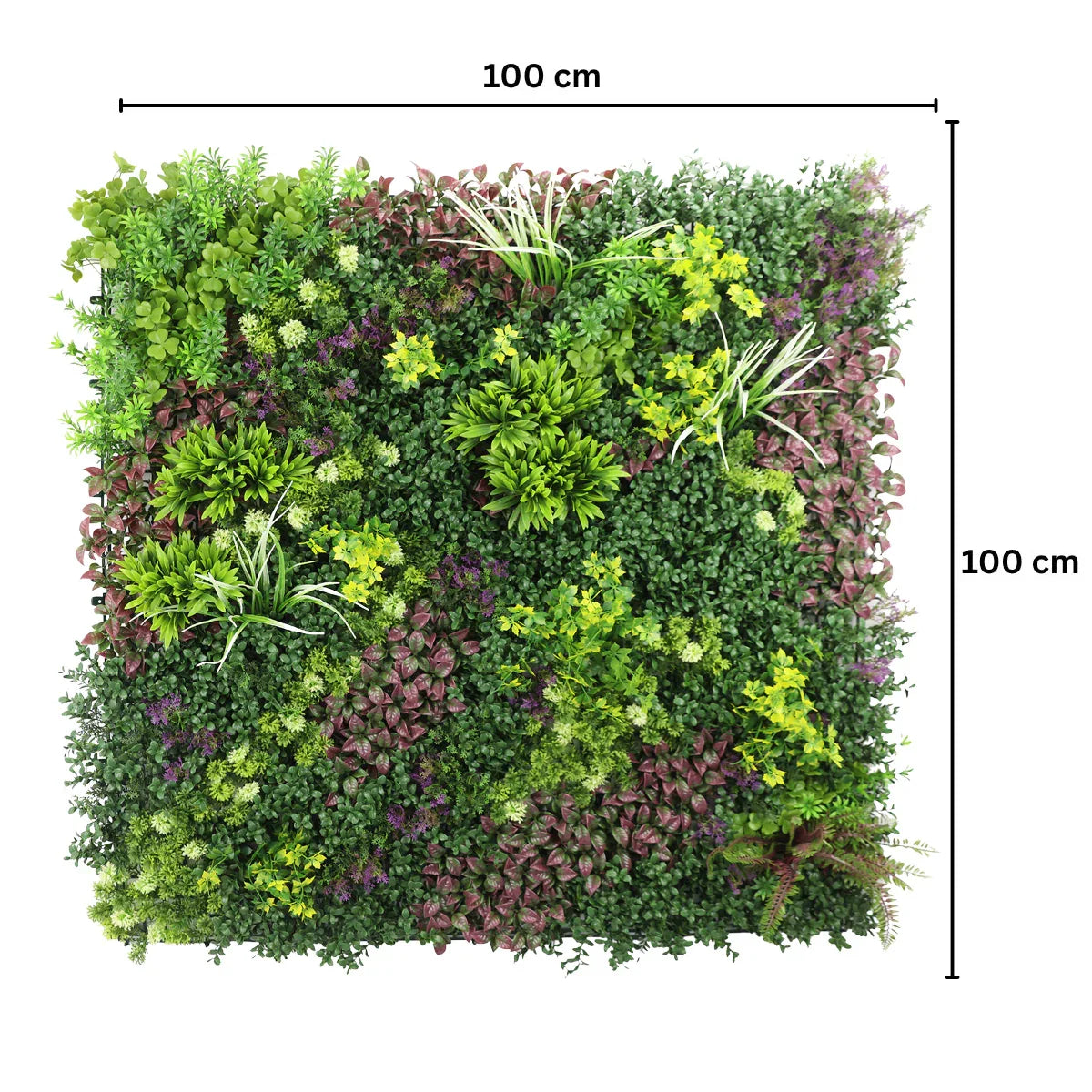 Panou din plante artificiale,cu frunze, Naimeed D7430, Multicolor, 100x100 cm