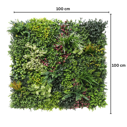 Panou din plante artificiale,cu frunze, Naimeed D7431, Multicolor, 100x100 cm