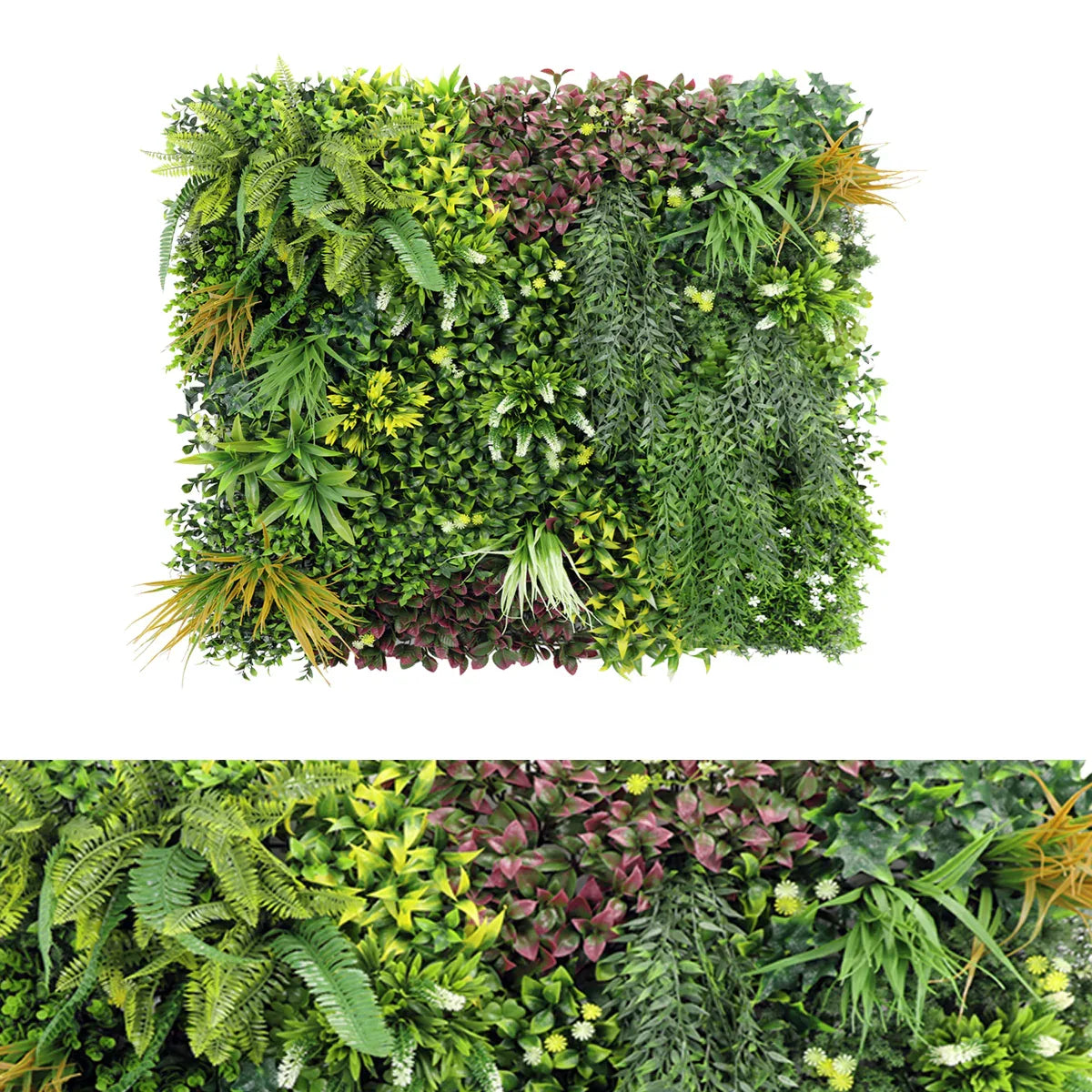 Panou din plante artificiale,cu frunze, Naimeed D7436, Multicolor, 100x100 cm