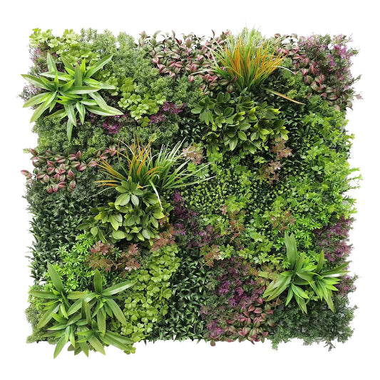 Panou din plante artificiale,cu frunze, Naimeed D7437, Multicolor, 100x100 cm