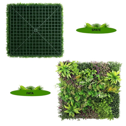Panou din plante artificiale,cu frunze, Naimeed D7438, Multicolor, 100x100 cm