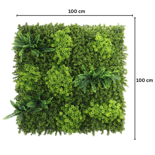 Panou din plante artificiale,cu frunze, Naimeed D7442, Verde, 100x100 cm