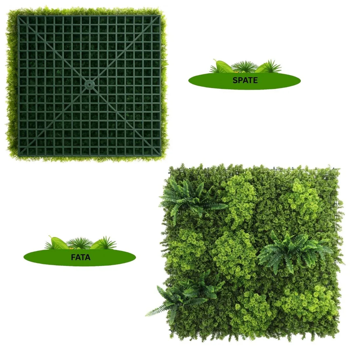 Panou din plante artificiale,cu frunze, Naimeed D7442, Verde, 100x100 cm