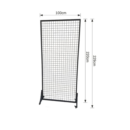 Paravan metalic cu roți pivotante 360°, Naimeed D7462, ideal pentru organizare și expoziții, Dimensiuni 100x229cm, Negru
