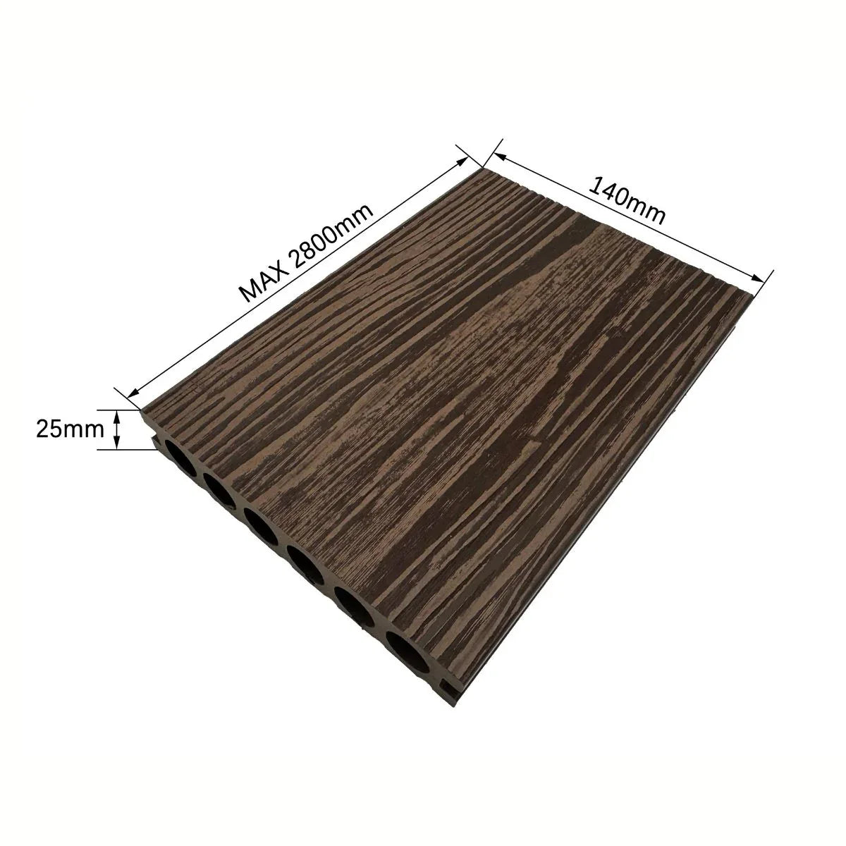 Pardoseala decking terasa din compozit WPC, Naimeed D7480, rezistenta sporita, 280x14x2.5cm, Nuc natural