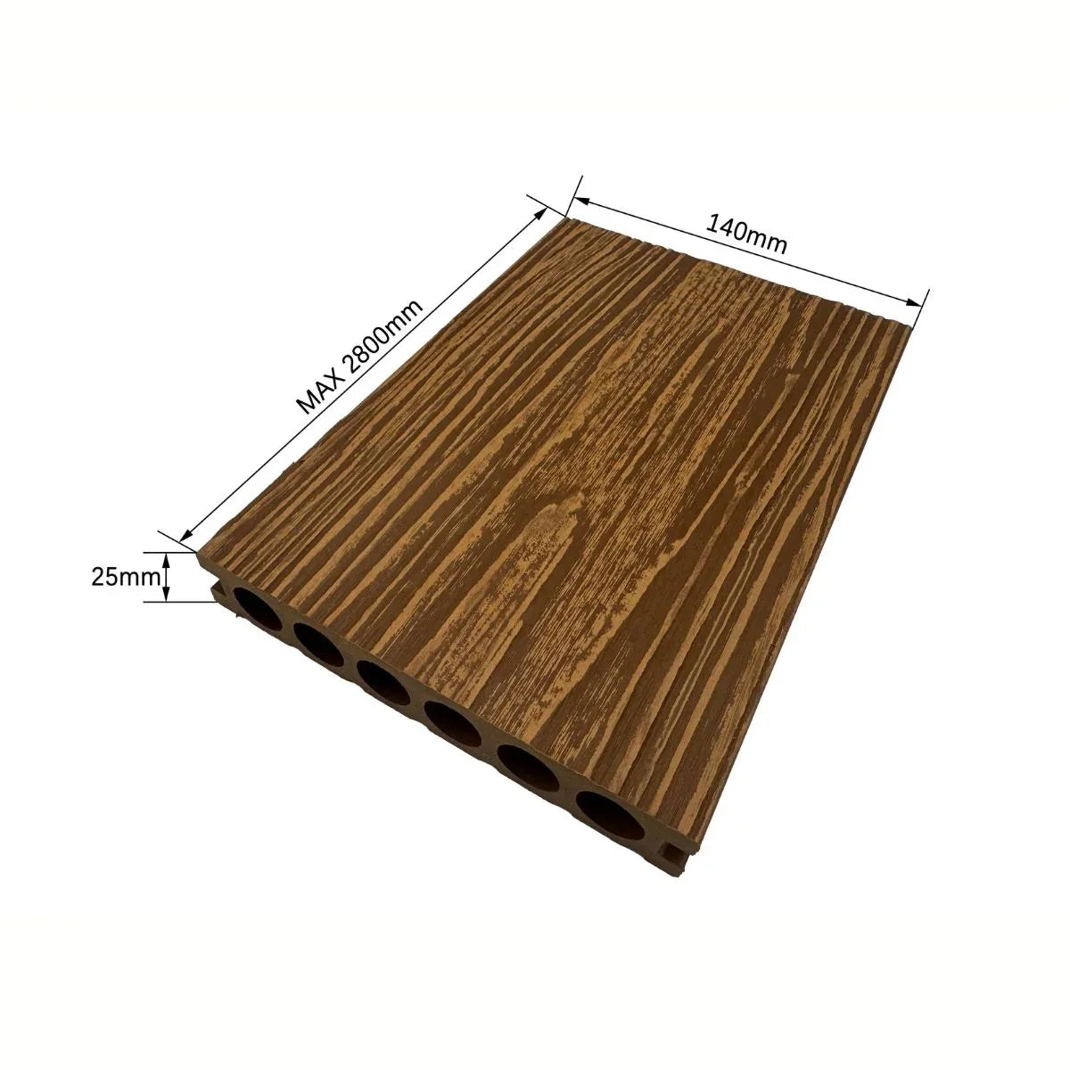 Pardoseala decking terasa din compozit WPC, Naimeed D7482, rezistenta sporita, 280x14x2.5cm, Maro tec