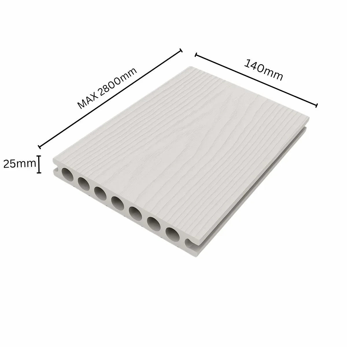 Pardoseala decking terasa din compozit WPC, Naimeed D7483, rezistenta sporita, 280x14x2.5cm, Alb