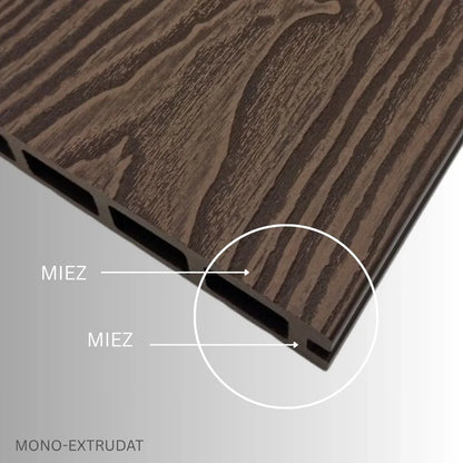 Pardoseala decking terasa din compozit WPC, Naimeed D7484, 280x14x2.5cm, Nuc natural