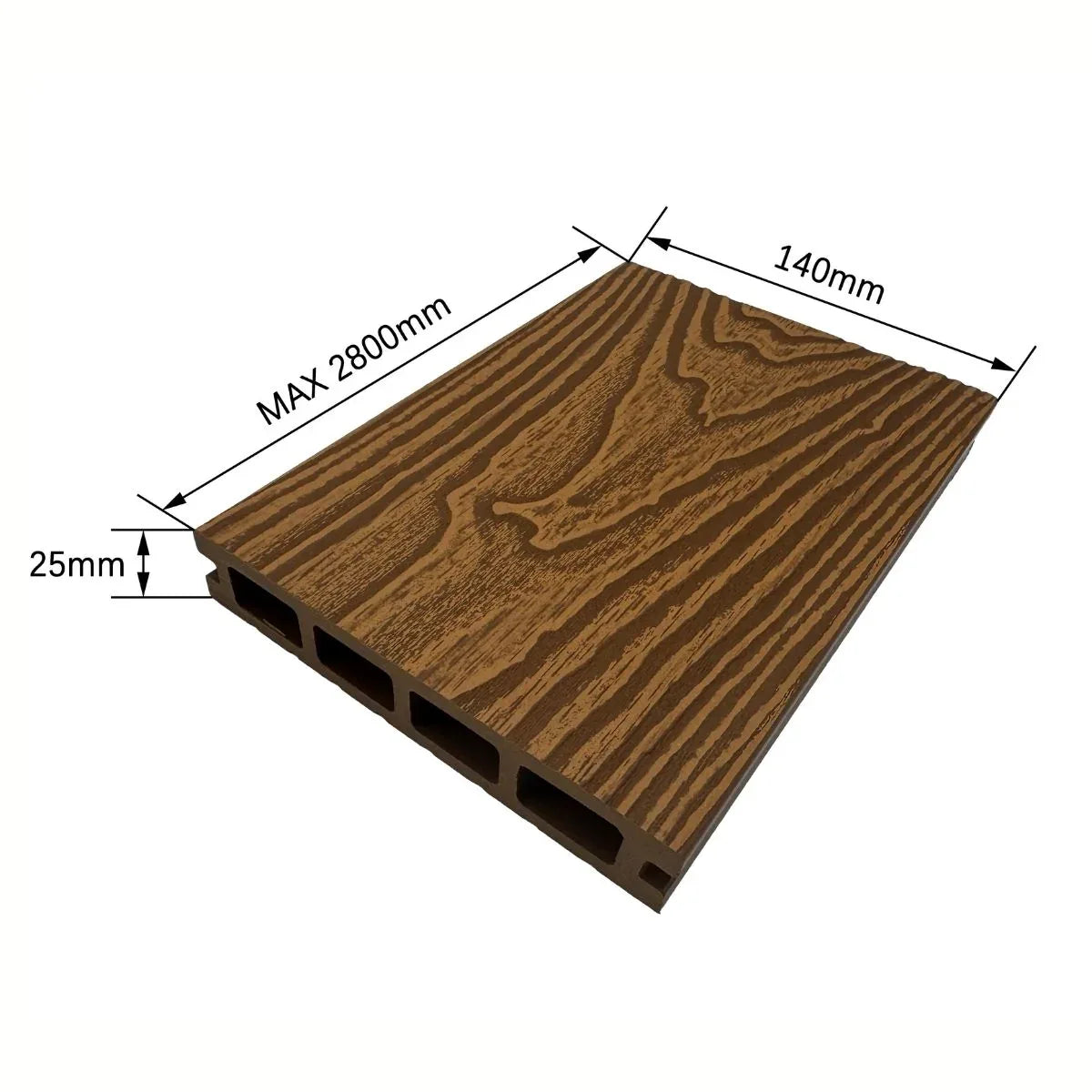 Pardoseala decking terasa din compozit WPC, Naimeed D7486, 280x14x2.5cm, Maro tec