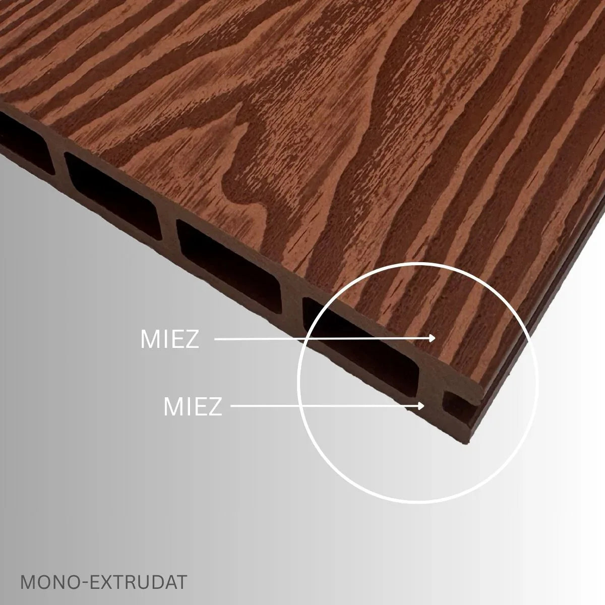 Pardoseala decking terasa din compozit WPC, Naimeed D7487, 280x14x2.5cm, Maro roscat