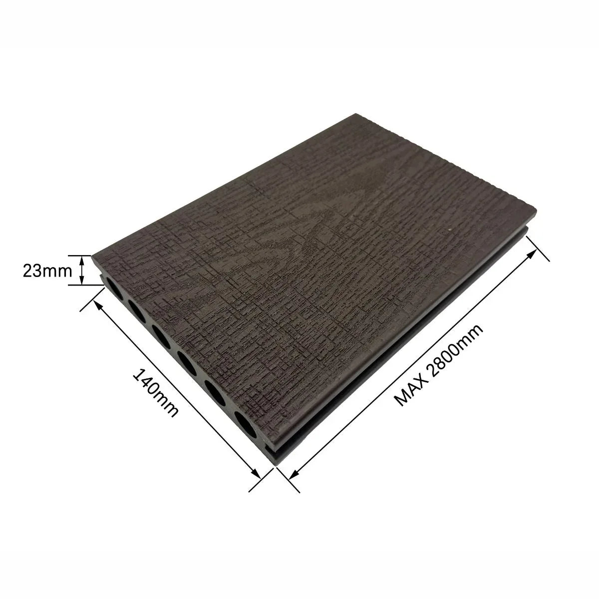 Pardoseala decking terasa din compozit WPC, Naimeed D7488, rezistenta sporita, 280x14x2.5cm, Maro ciocolatiu