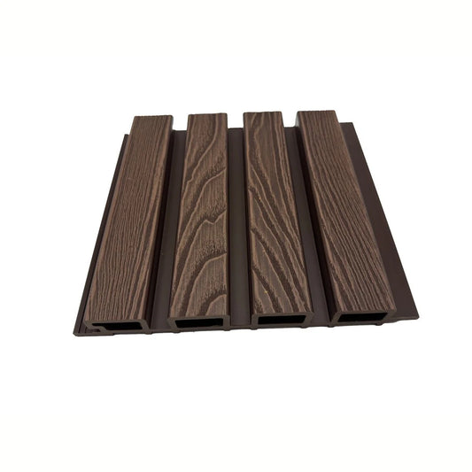 Lambriu decorativ WPC, reliefat, pentru exterior, montaj rapid, rezistenta ridicata, Naimeed D7490, 280x22x2.6cm, Nuc natural