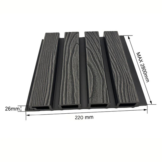 Lambriu decorativ WPC, reliefat, pentru exterior, montaj rapid, rezistenta ridicata, Naimeed D7491, 280x22x2.6cm, Stejar gri