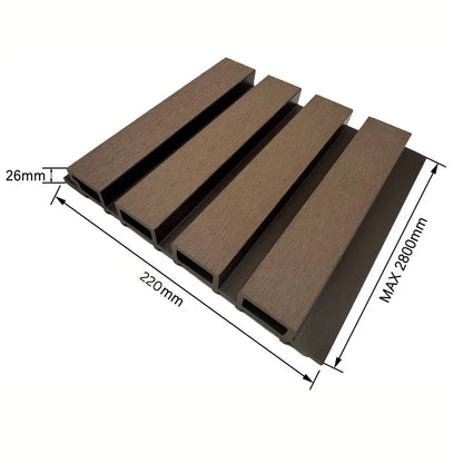 Lambriu decorativ WPC, reliefat, pentru exterior, montaj rapid, rezistenta ridicata, Naimeed D7493, 280x22x2.6cm, Nuc natural