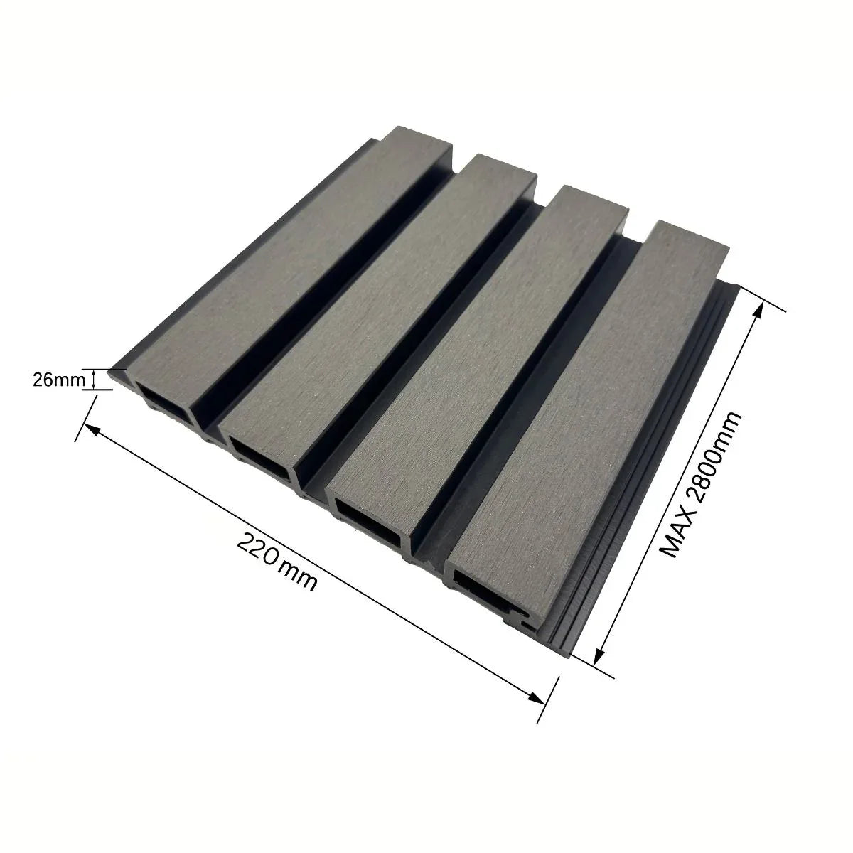 Lambriu decorativ WPC, reliefat, pentru exterior, montaj rapid, rezistenta ridicata, Naimeed D7494, 280x22x2.6cm, Stejar gri
