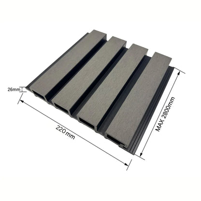 Lambriu decorativ WPC, reliefat, pentru exterior, montaj rapid, rezistenta ridicata, Naimeed D7494, 280x22x2.6cm, Stejar gri