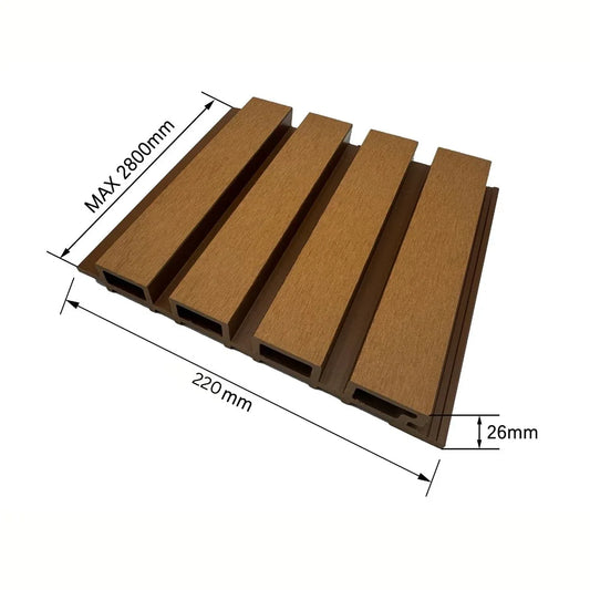 Lambriu decorativ WPC, reliefat, pentru exterior, montaj rapid, rezistenta ridicata, Naimeed D7495, 280x22x2.6cm, Tec