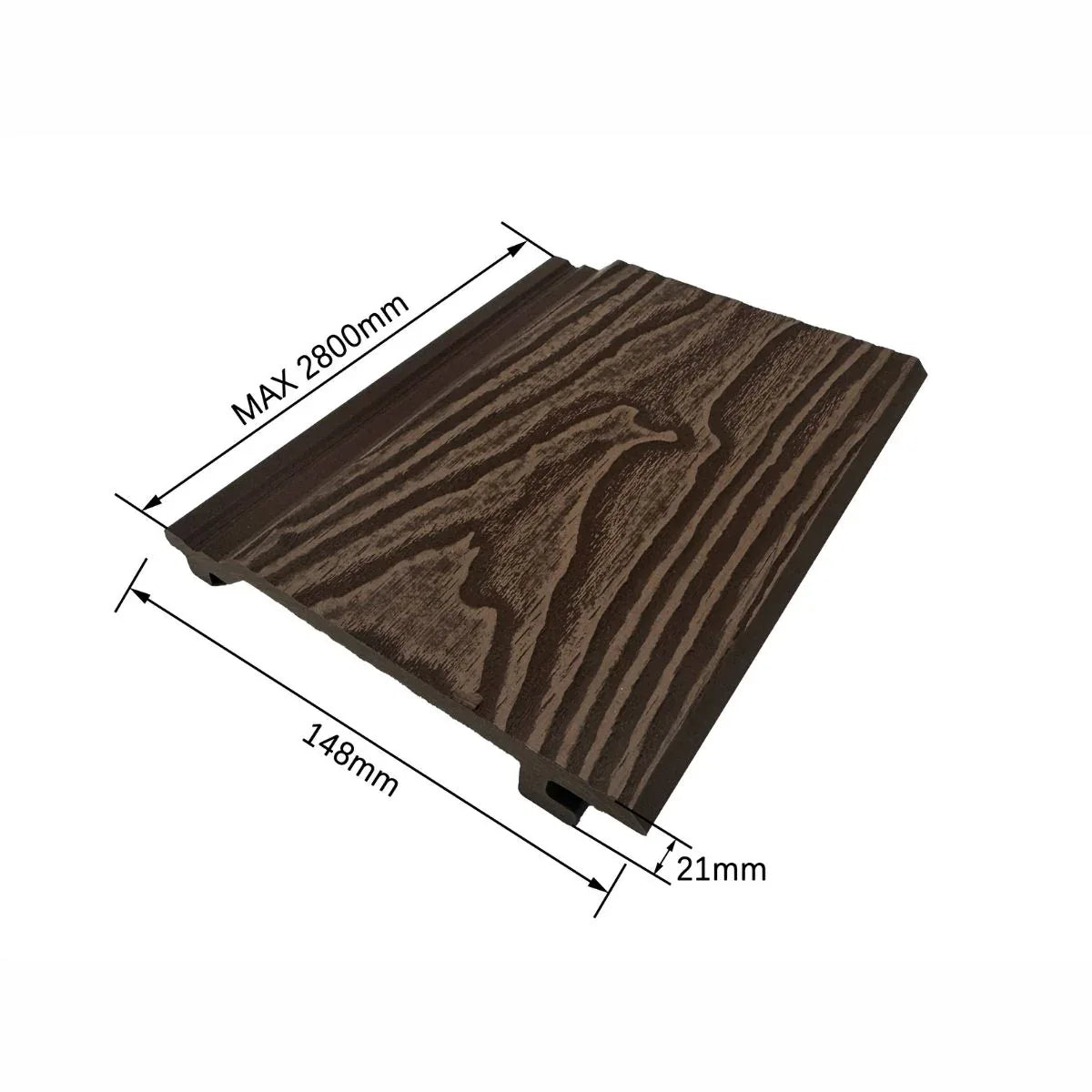 Lambriu decorativ riflaj WPC, pentru exterior, montaj rapid, rezistenta ridicata, Naimeed D7496, 280x14.8x2.1cm, Nuc natural