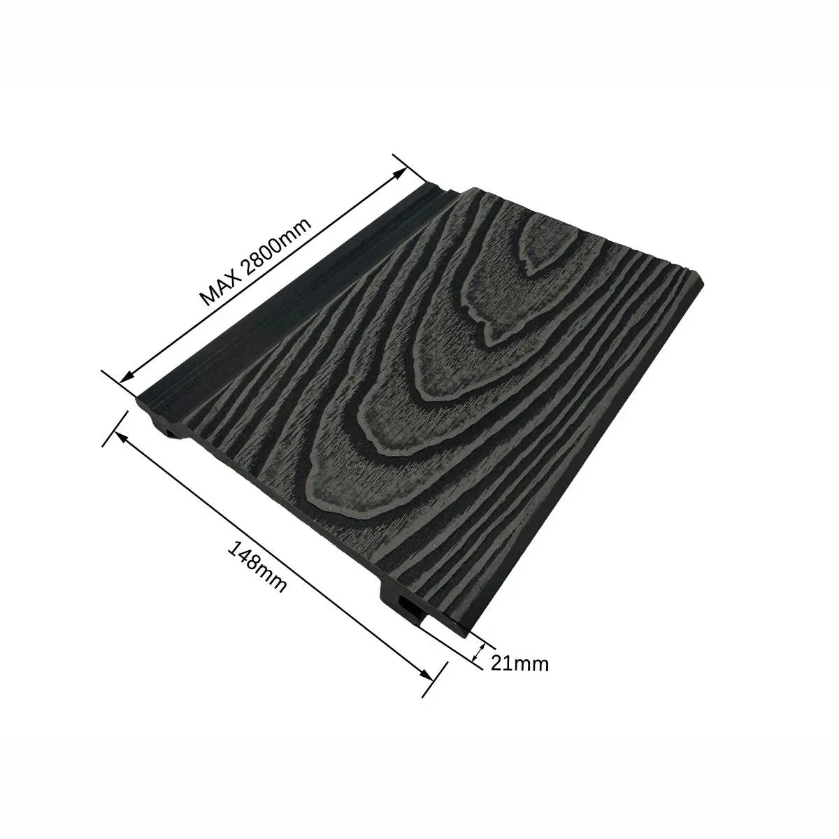 Lambriu decorativ riflaj WPC, pentru exterior, montaj rapid, rezistenta ridicata, Naimeed D7497, 280x14.8x2.1cm, Stejar gri