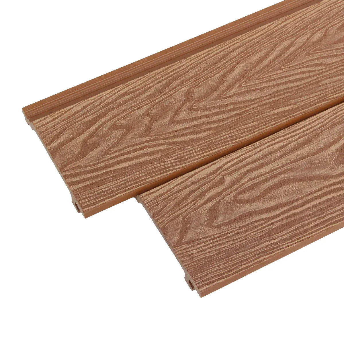 Lambriu decorativ riflaj WPC, pentru exterior, montaj rapid, rezistenta ridicata, Naimeed D7498, 280x14.8x2.1cm, Tec