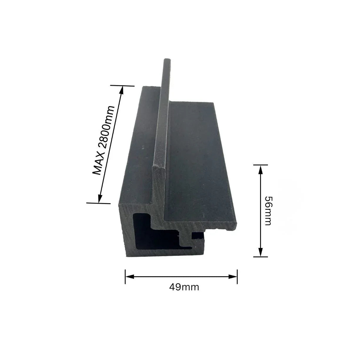 Coltar coextrudat pentru lambriu WPC exterior, Naimeed D7500, Dimensiuni 280x5.6x4.9cm, Gri